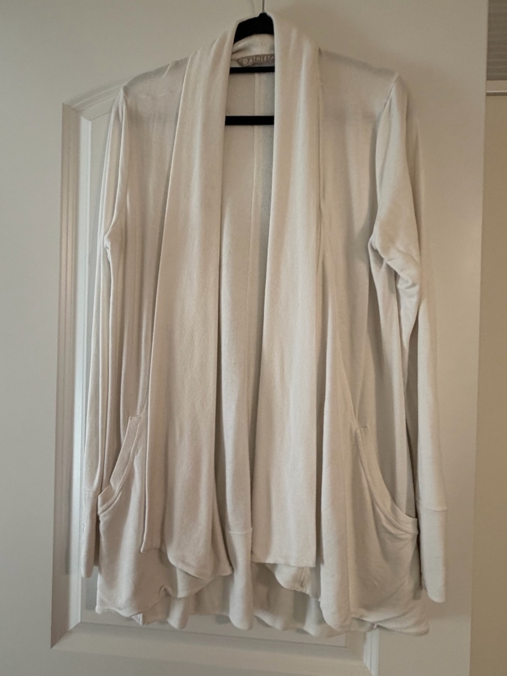 Athleta Cream Open-Front Drape Cardigan